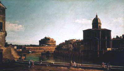 Bernardo Bellotto,Le Château Saint-Ange et San Giovanni dei Fiorentini (1740-1760, date indéterminée)